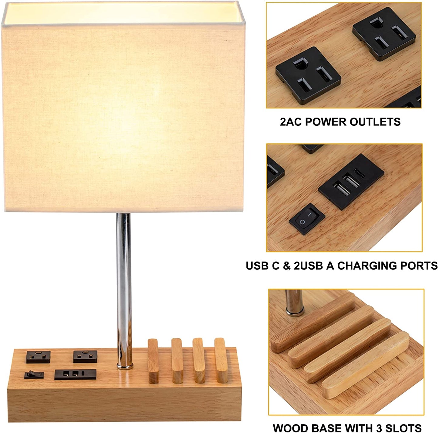 Desk Lamp with 3 USB Charging Ports